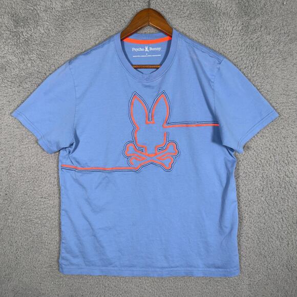 Psycho Bunny Chester Embroidered Graphic Blue T Shirt Men’s Size 6 - Picture 1 of 11
